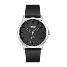 HUGO Men's Chase 46mm Quartz Multifunction Watch (Black)