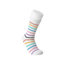 MINISO Rainbow Series White Crew Socks with Colorful Stripes - 21cm (Dark Color)
