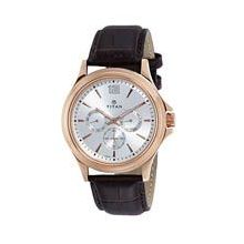 TITAN Watch with White Dial & Leather Strap - Gents