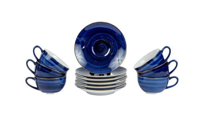 Royal Fernwood Spiral Glaxy Blue 12Pcs Tea Set